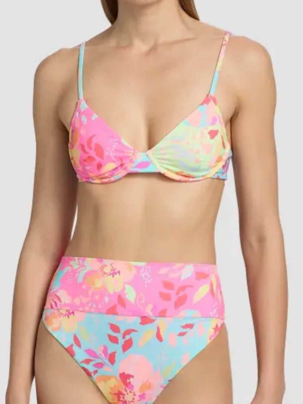 New! Beach Riot Camilla Bloom Lagoon Underwired Bikini Top Small 4126